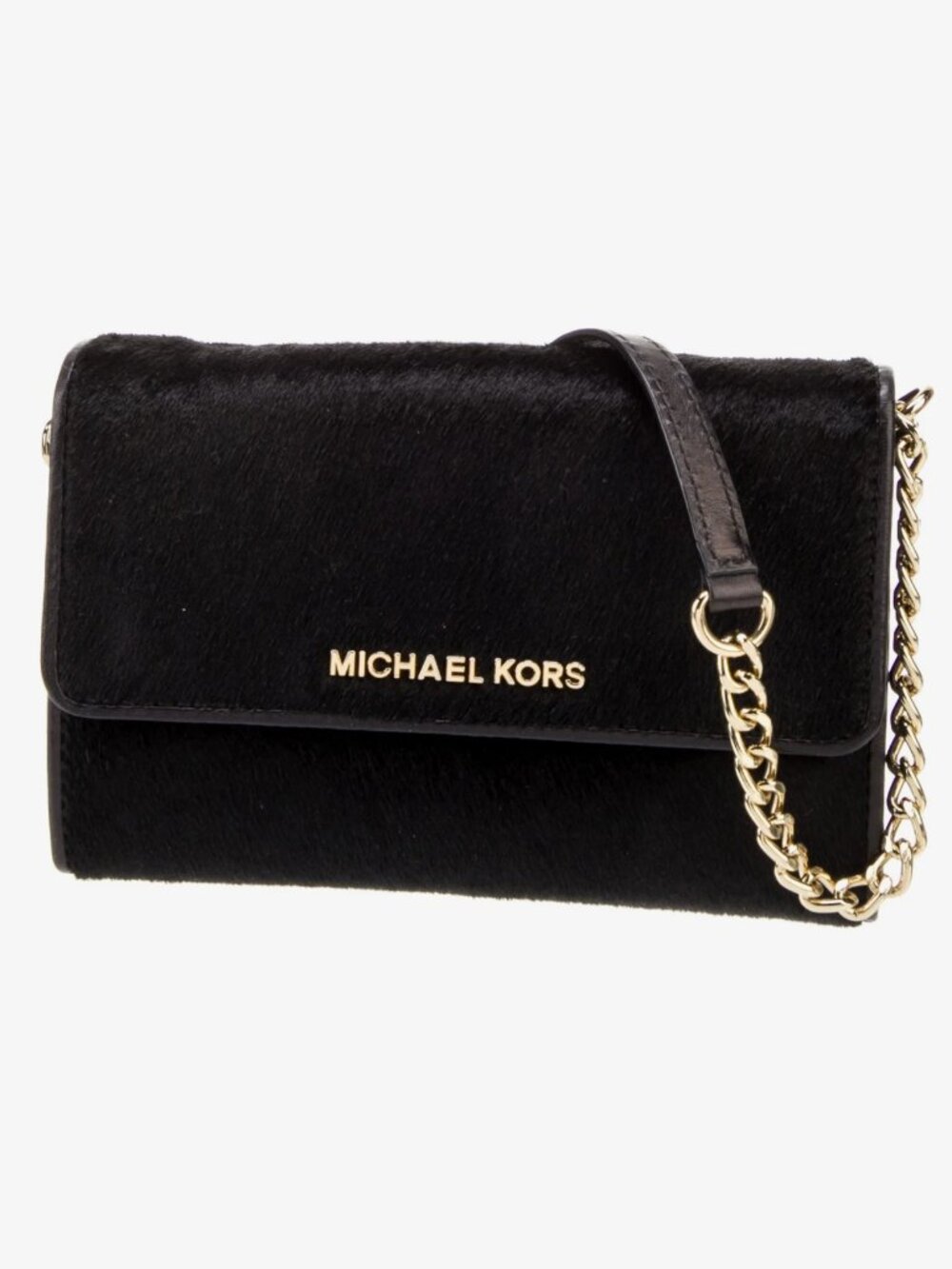 Michael KorsCalf Hair Leather-Trimmed Crossbody Bag